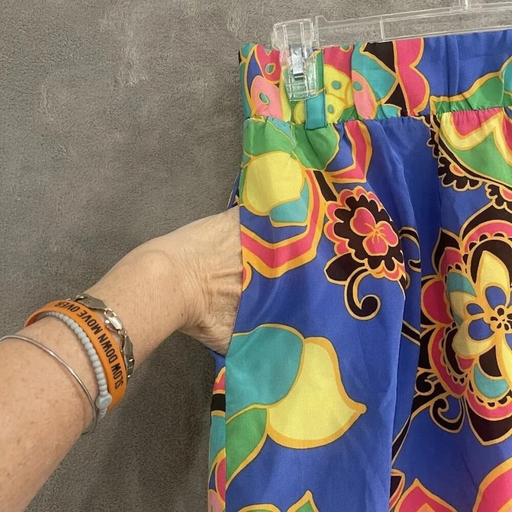 Lilly Pulitzer Skirt Womens Medium Silk Lined Floral Print Pockets 16347‎